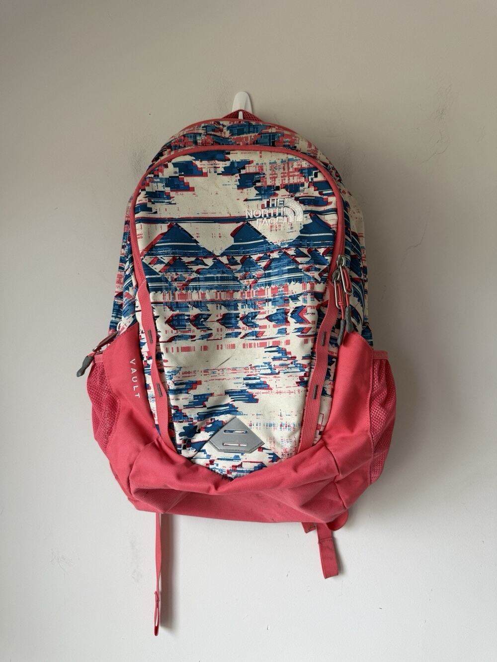 The North Face Vault Backpack Coral Blue Aztec Geometric